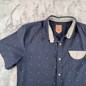 Jetty Marine Supply Co. Blue Shirt Mens L Short Sleeve Button Down Casual Preppy